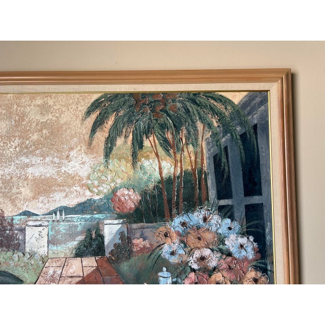 1980's Lee Reynolds Tropical - Coastal Garden Landscape Painting, Framed For Sale In Miami - Image 6 of 13