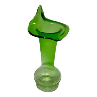 Green Jack in the Pulpit Vase - 8" Hand Blown Glass For Sale