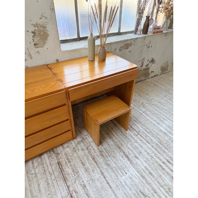 Savoie Desk, Chest of Drawers and Stool in Pine from Maison Regain, 1970s, Set of 4 For Sale - Image 15 of 18