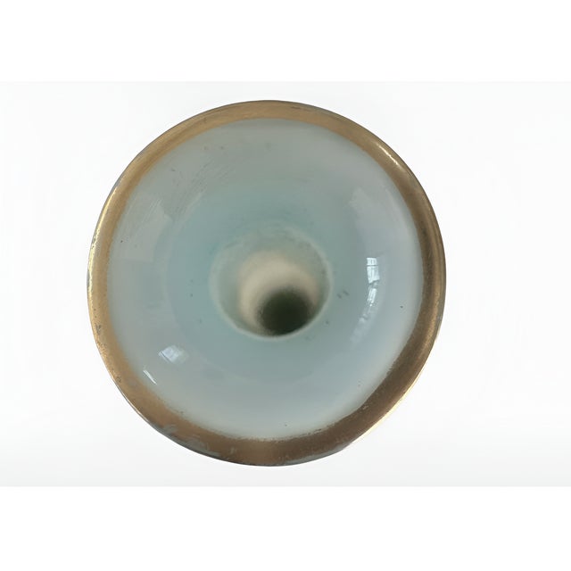 Glass Antique French Opaline Glass Bud Vase With Gilt Lip, Bows & Flowers, 1900, Paris For Sale - Image 7 of 11