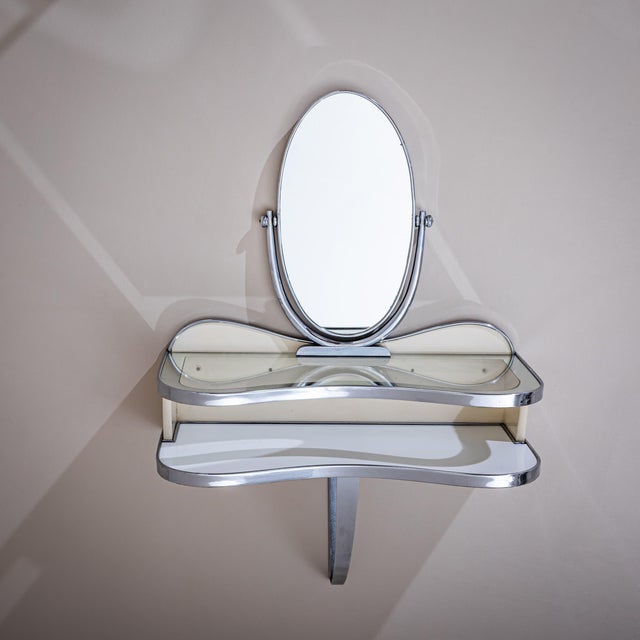 Wall-mounted Vanity Console with Mirror by Gio Ponti, Italy, 1930s For Sale - Image 10 of 11