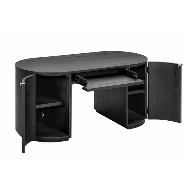 Wood Marlow Black Wood Executive Desk For Sale - Image 7 of 9