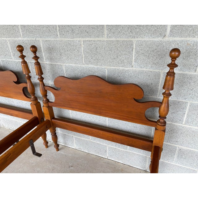 Eldred Wheeler Eldred Wheeler Cannonball Style Twin Maple Poster Bed Frames - A Pair For Sale - Image 4 of 12