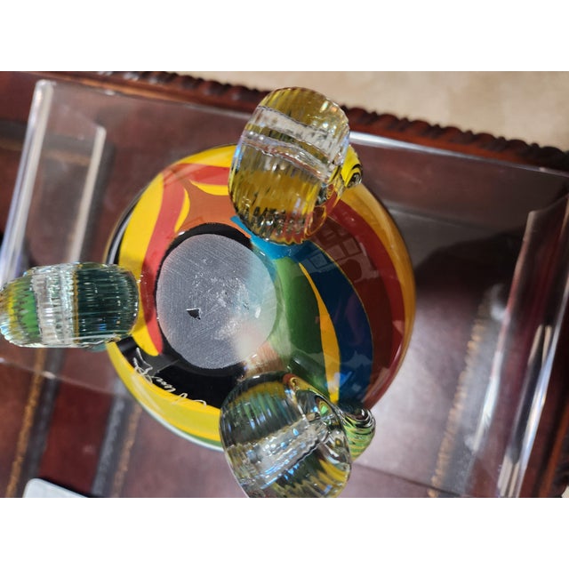 1990s Signed Renato Plesi for b.a.g. Barovier & Toso Murano Art Glass Tripod Vase For Sale - Image 5 of 6