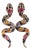 Bochic “Orient” Vintage Ruby & Sapphire Serpent Earrings Set 18K Gold & Silver For Sale