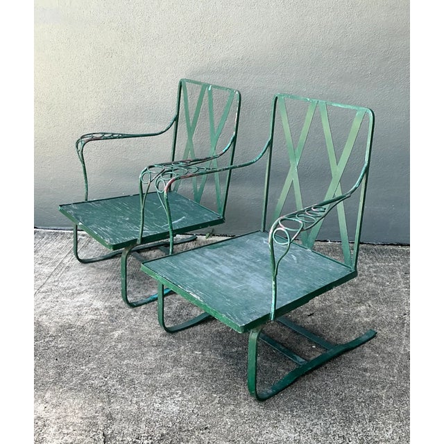 Vintage Sculptural Iron Springer Lounge Chairs - A Pair For Sale - Image 12 of 16