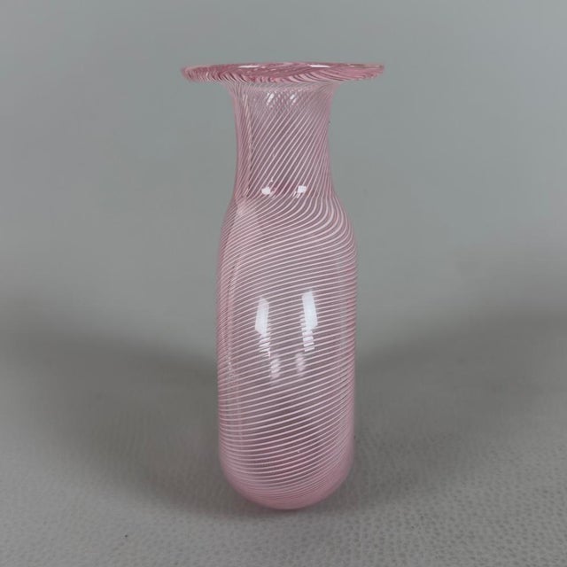 Italian Modern Pink Murano Glass Vase in Half Filigree, 1970s For Sale - Image 4 of 11