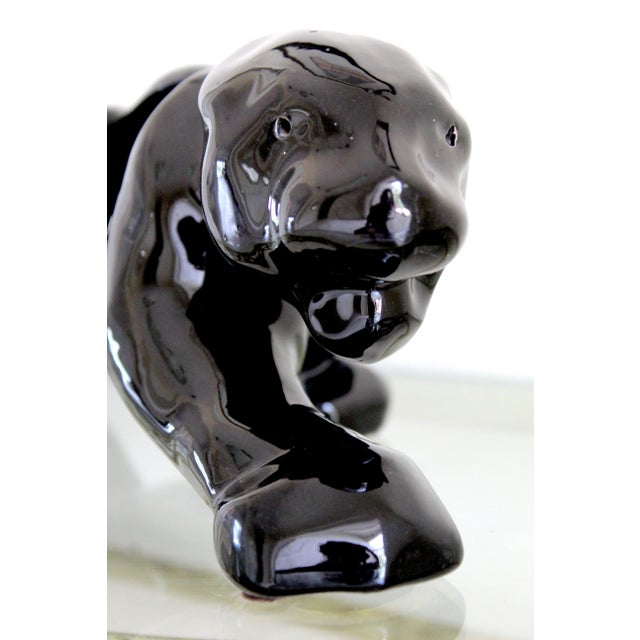 Vintage 1950s Black Panther Tv Lamp Base – Mid-Century Modern Glossy Black Ceramic Panther Sculpture – Made in Usa – Hollywood Regency Decor For Sale - Image 9 of 15