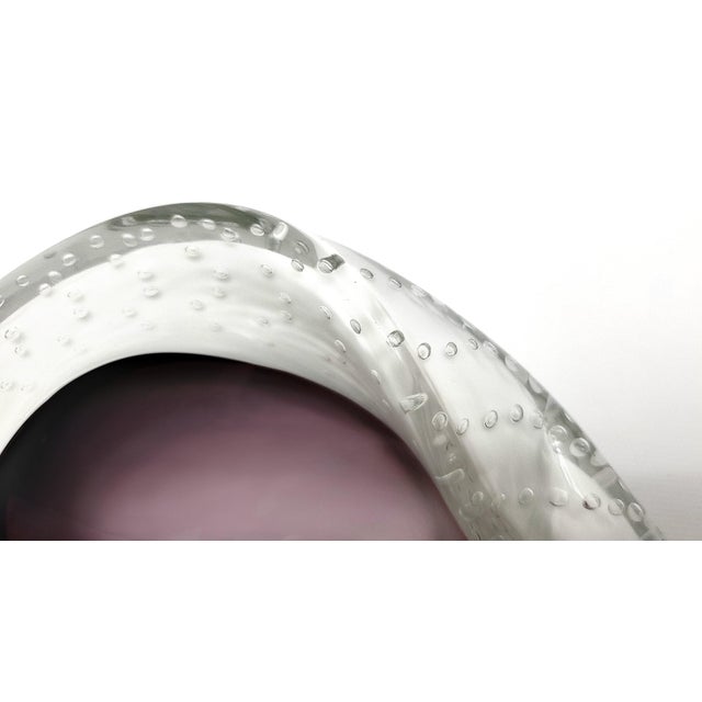 Murano Bowl Lavender Eggplant 1950s Signed For Sale - Image 9 of 11