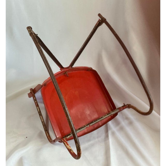1930’s Rare Vintage John Gordon Rideout Red Clamshell Metal Child's Chair For Sale - Image 10 of 11