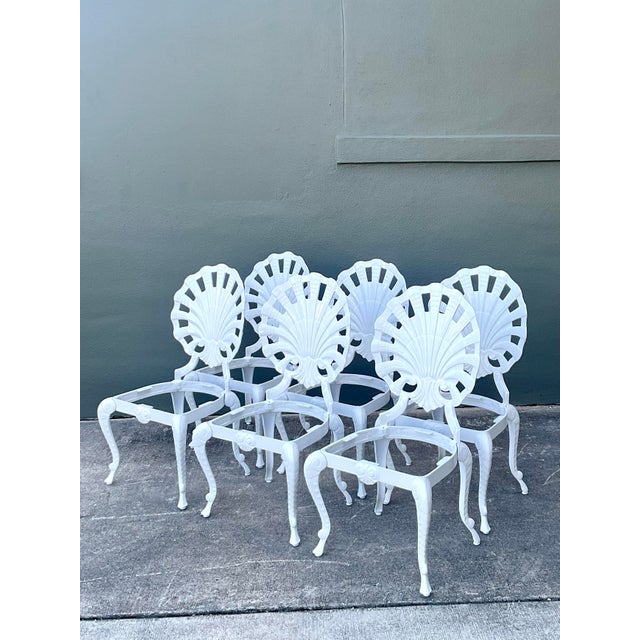 Late 20th Century Vintage Regency Cast Aluminum Grotto Chairs - Set of 6 For Sale - Image 5 of 10