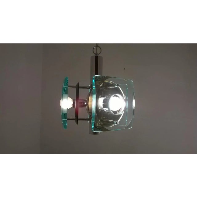 This piece is attributed to Gino Paroldo for Fontana Arte for form and style. The glass is very thick and is two-tone:...