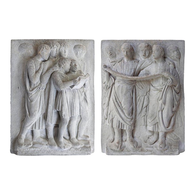 Antique Cement Frieze for the Garden - A Pair For Sale