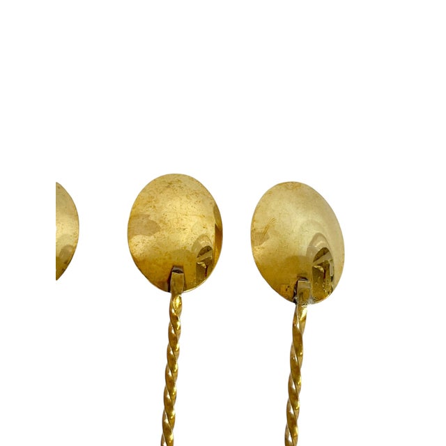 Metal Vintage Gold Plated Twist Cocktail Iced Tea Spoons- Set of 6 For Sale - Image 7 of 8