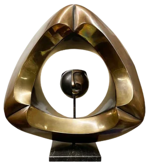 Abstract Bronze Sculpture on High Pedestal by Johannes W.G.N. Ramakers, 2000s