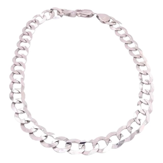 14 Karat White Gold Fancy Link Bracelet For Sale