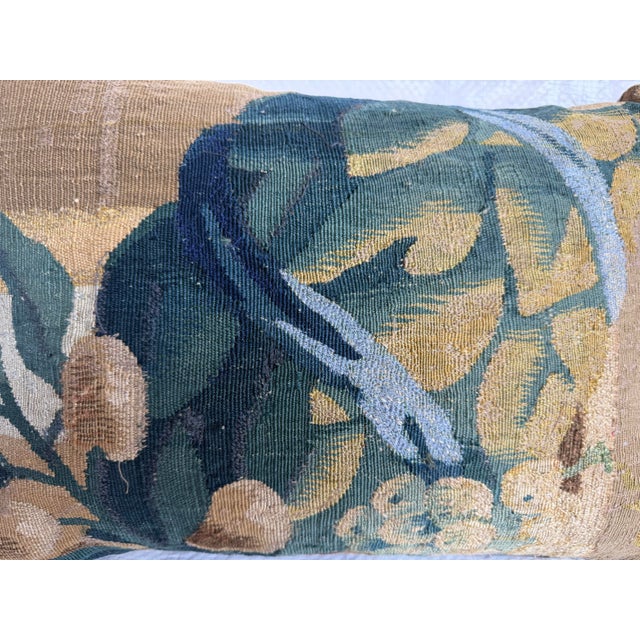 17th Century 17th Century Antique Flemish Botanical Foliage Tapestry Pillow For Sale - Image 5 of 7