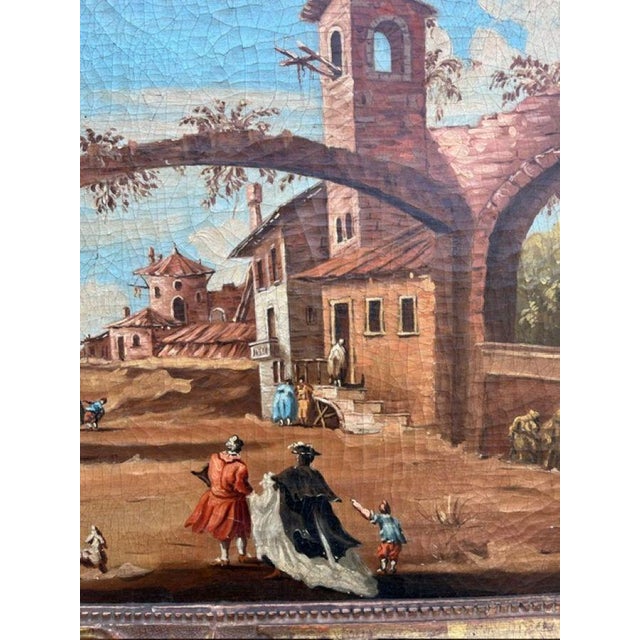Blue Venetian School Artist, Landscape Composition, 18th Century, Oil Painting on Canvas, Framed For Sale - Image 8 of 17