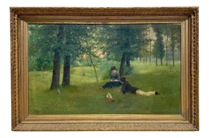 Victor Lecomte, Gallant Scene, 1881, Oil on Canvas, Framed