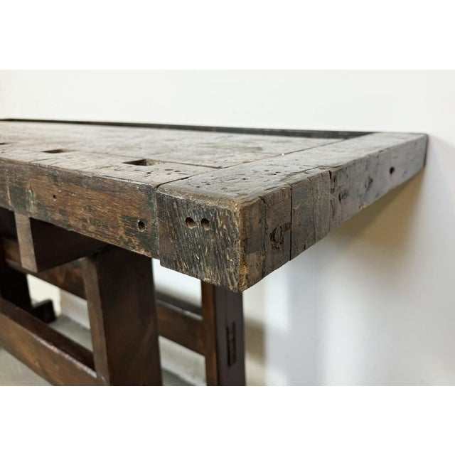Vintage Industrial Carpenters Workbench, 1950s For Sale - Image 12 of 16