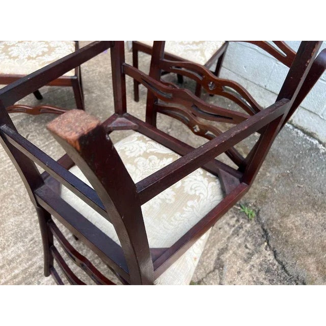 1930s Chippendale Style Mahogany Ladder Back Dining Chairs - Set of 5 For Sale - Image 4 of 12