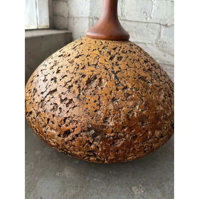 Motivated Seller: 1970s Cork and Walnut Tulip Table Lamps Attributed to Adiran Pearsall For Sale - Image 9 of 13