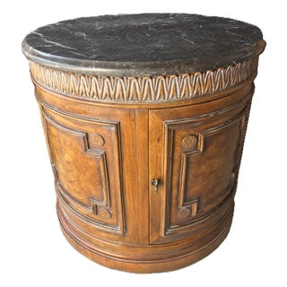 Drexel Heritage Talavera Drum Side Table With Marble Top For Sale