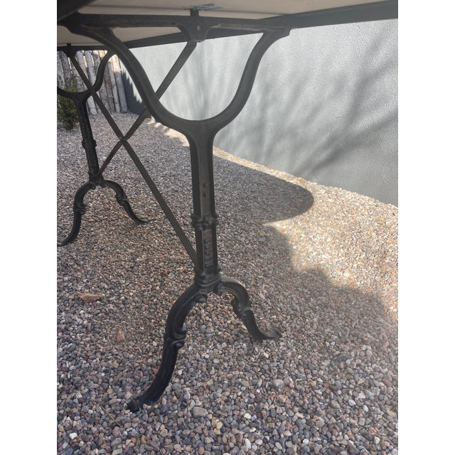 Beautiful vintage French bistro table with Italian Carrara marble 65"x25" Perfect condition