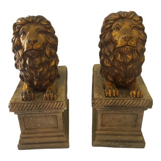 Hollywood Regency Lion Bookends- a Pair For Sale