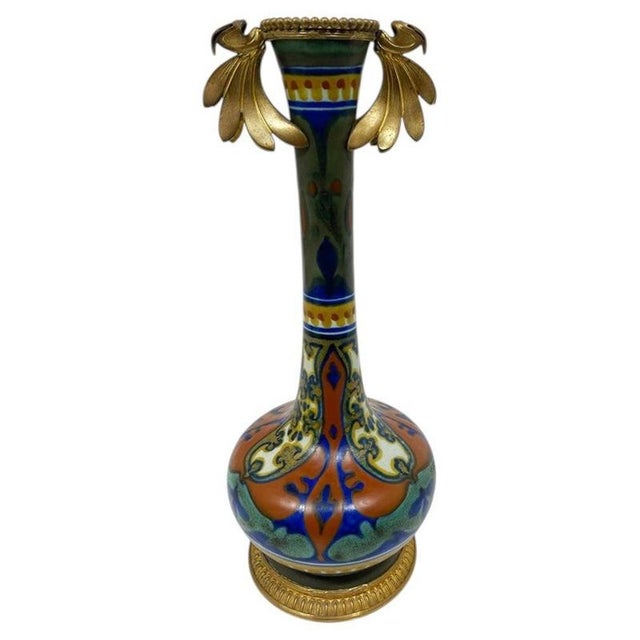 Dutch Earthenware Vase with Feather Decor from PZH Gouda, Holland, 1910 For Sale - Image 9 of 9