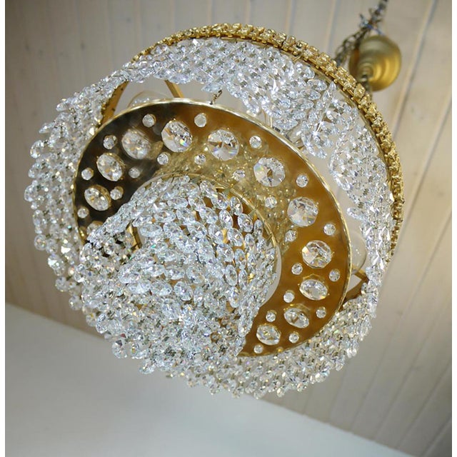 Metal Bubbles Chandelier in Crystal and Gilt Brass by Ernst Palme for Palwa, Germany, 1960s For Sale - Image 7 of 10