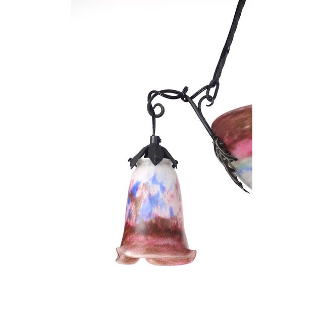 Antique Art Nouveau 4-Light Chandelier from Müller Freres Luneville, 1930s, in Very Good conditions. Designed 1920 to 1949...