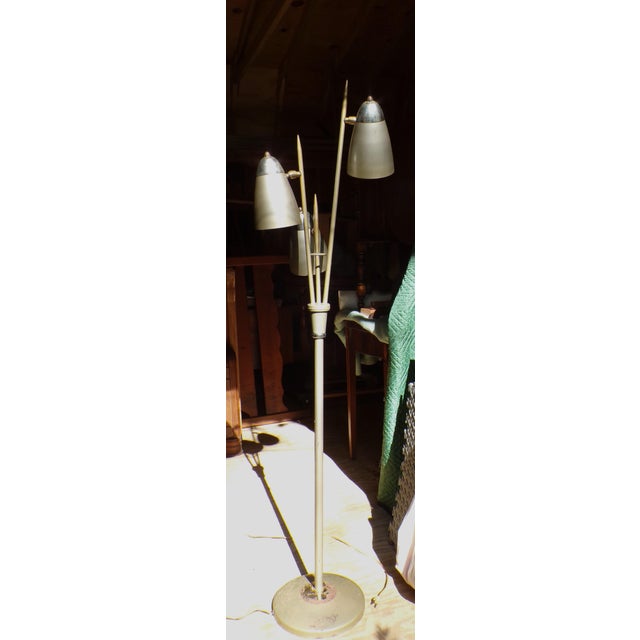 Vintage Mid Century Modern Avocado Cone Bullet Light Metal Floor Lamp Industrial For Sale - Image 10 of 12