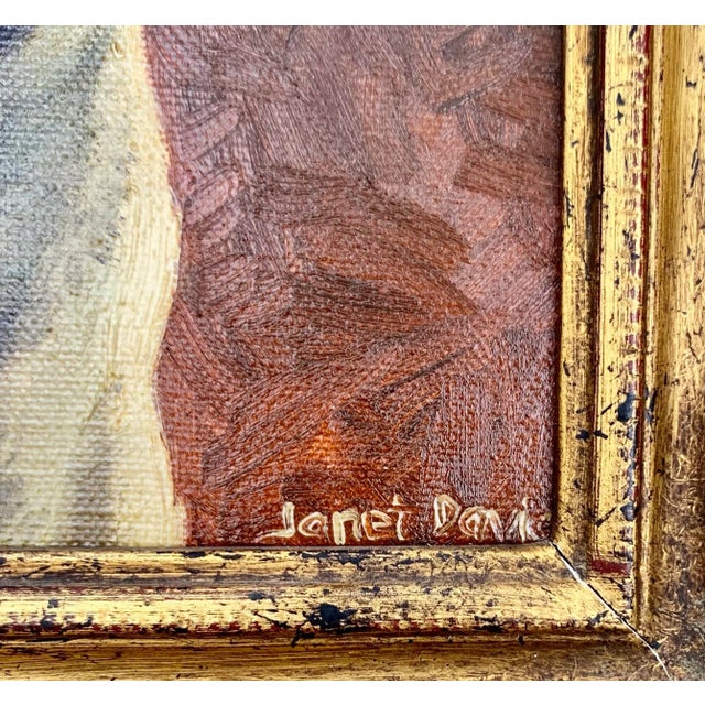 Mid 20th Century Vintage Painting Pug Dog Oil on Canvas in Golden Leaf Frame For Sale - Image 5 of 6