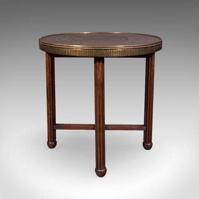 1930s Vintage Campaign Table, Middle Eastern, Beech, Brass, Berber, Folding, Art Deco For Sale - Image 5 of 12