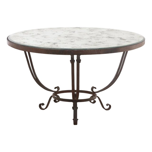 A French Art Deco Iron Mirror-Top Occasional Table, C. 1940 For Sale