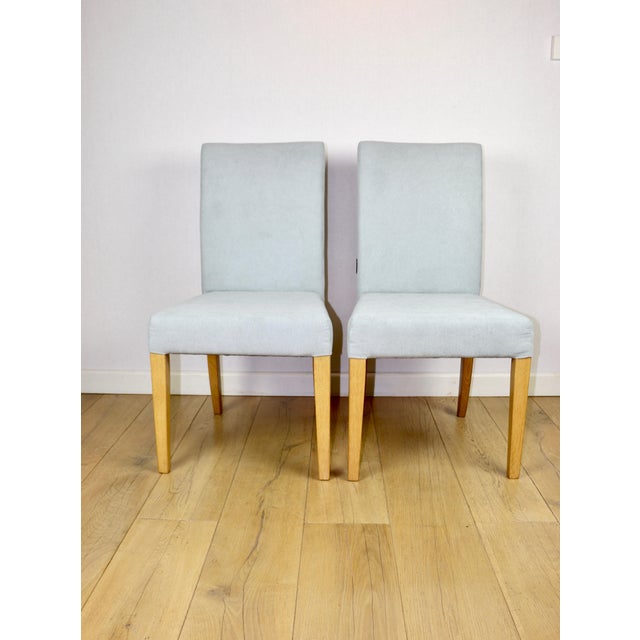 Celadon Blue Upholstered Oak Chairs from Ikea, 1970s, Set of 2 For Sale - Image 13 of 13