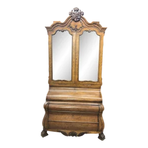 Italian Inlay Marquetry Secretary Bookcase 20th Century