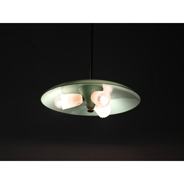 Fontana Arte Chandelier in Turquoise Glass, Brass and Murano Glass, Italy, 1950s For Sale - Image 11 of 15