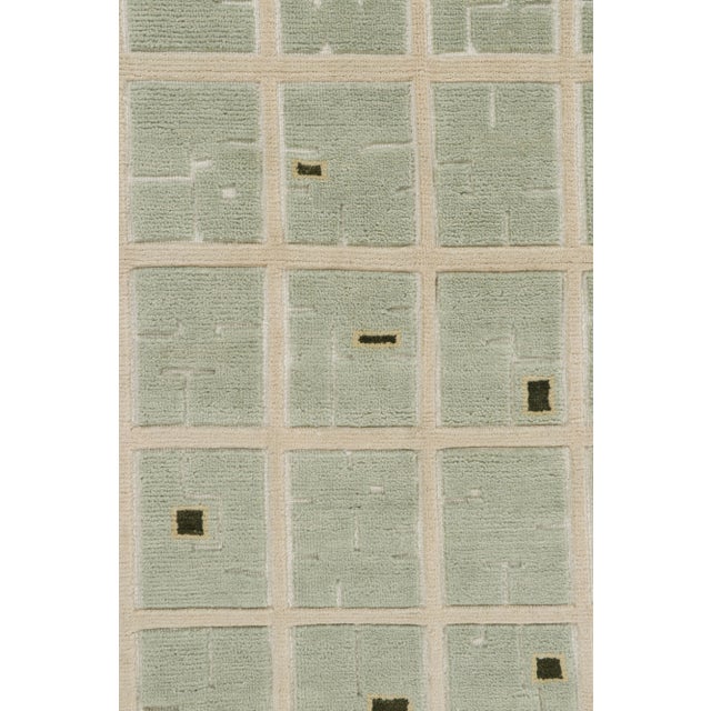 Art Deco Rug & Kilim’s French Art Deco Style Rug in Cream With Seafoam Geometric Pattern For Sale - Image 3 of 7