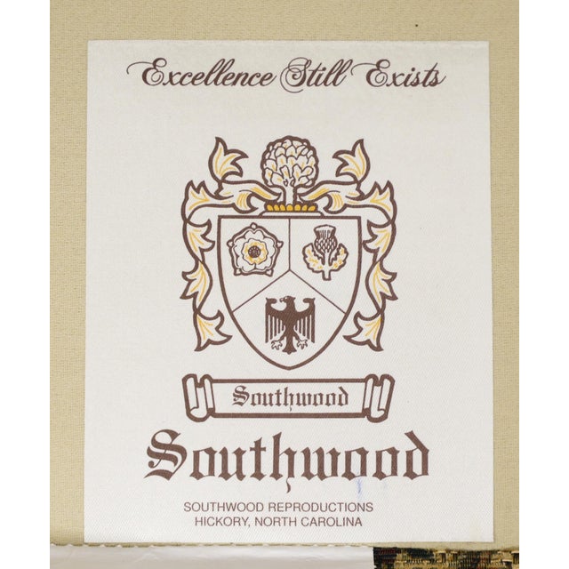 Southwood Mahogany Frame Chippendale Pineapple Fabric Wing Back Chair W/ Ottoman For Sale - Image 14 of 15