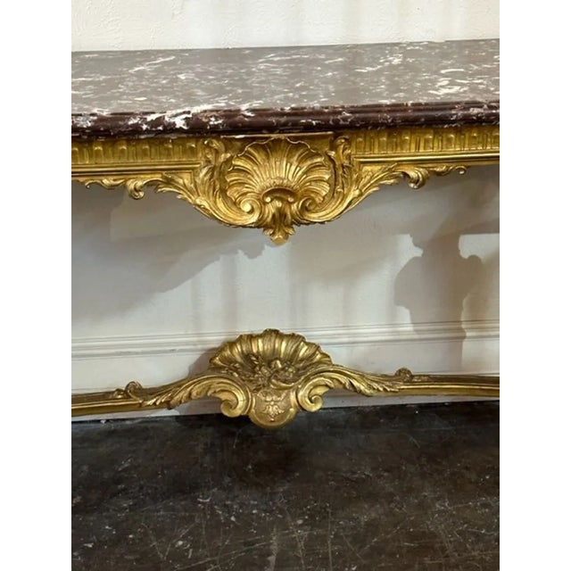 French 19th Century French Louis XVI Style Large Scale Giltwood Console For Sale - Image 3 of 7