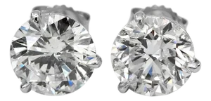 Platinum (950) 8.03 Carat Natural Diamond Stud Earrings, A Pair