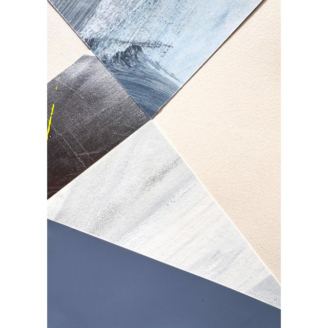 Abstract "Im Blue 6" Original Mixed-Media Collage on Paper by Zac Woodie For Sale - Image 3 of 8
