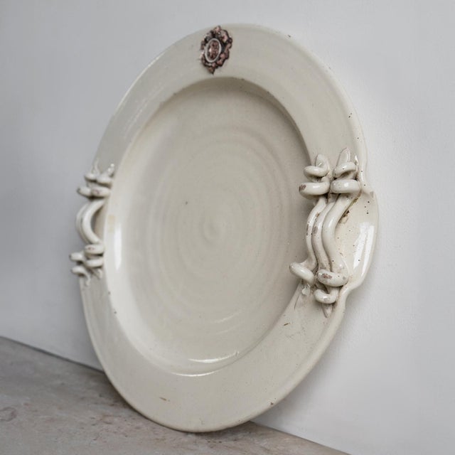 Italian Large Vintage Italian White Glazed Majolica Pottery Charger/Platter, Mid 20th Century For Sale - Image 3 of 12