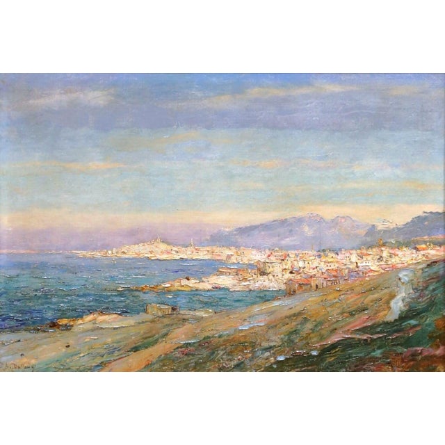 Coastal 19th Century French Coastal Landscape Oil Painting by Jean-Baptiste Duffaud For Sale - Image 3 of 11