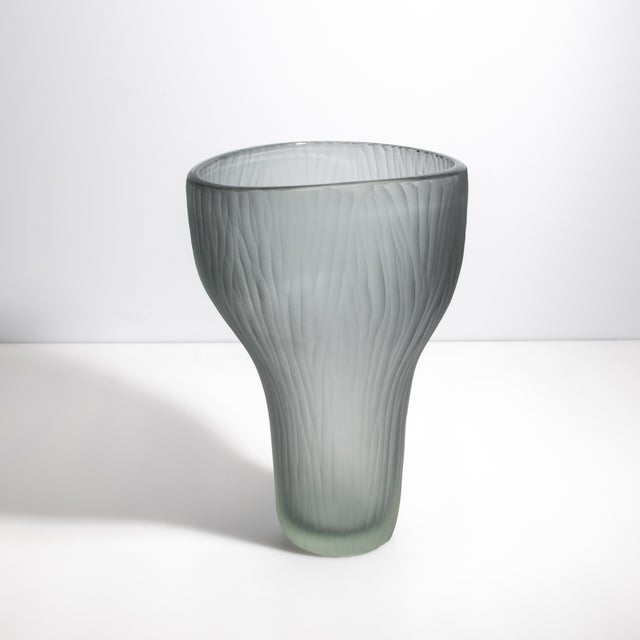 Hand Blown Murano Vase Ghost in Grey Medium For Sale - Image 4 of 12
