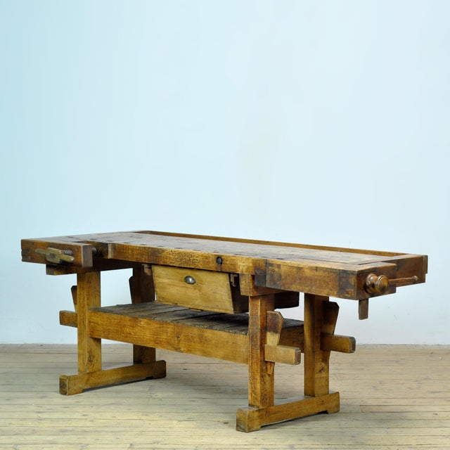 Oak Carpenters Workbench, 1920s For Sale - Image 17 of 17