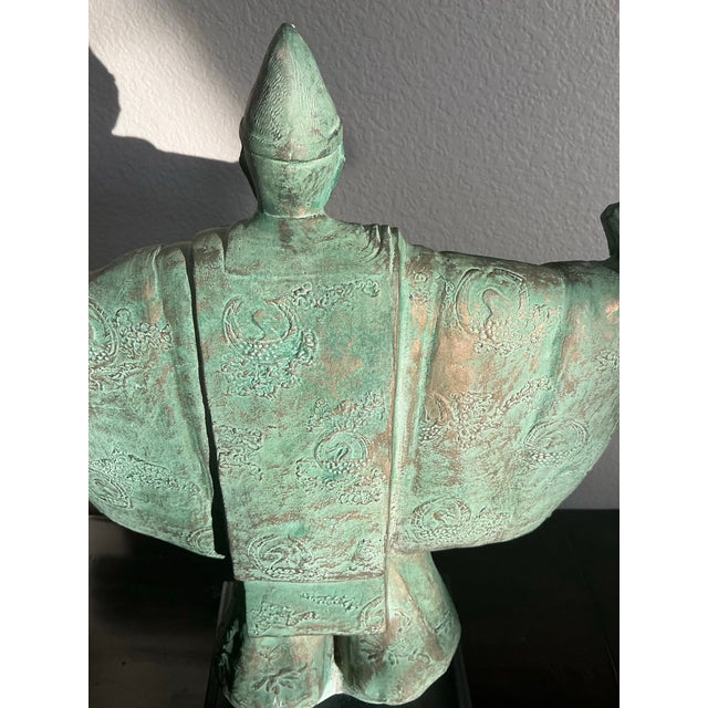 Austin Productions Japanese Noh Dancer Sculpture in Verdigris Finish, Circa 1981 For Sale - Image 10 of 12