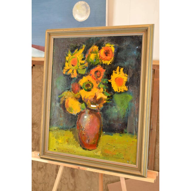 Aleksandr Rodin, Still Life with Yellow Flowers, 1980s, Oil Painting on Canvas For Sale - Image 4 of 10